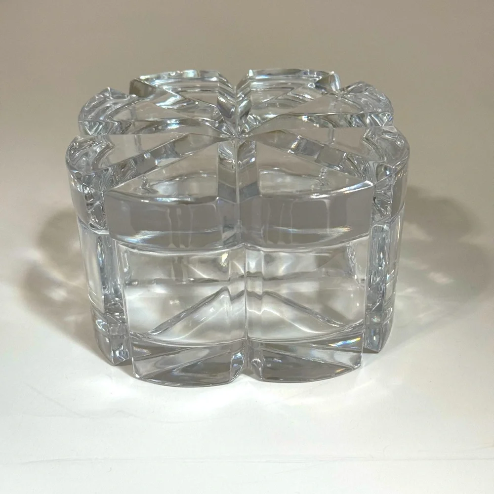 Vintage Mikasa Heavy Crystal Trinket Box Cut Glass Dish 4”